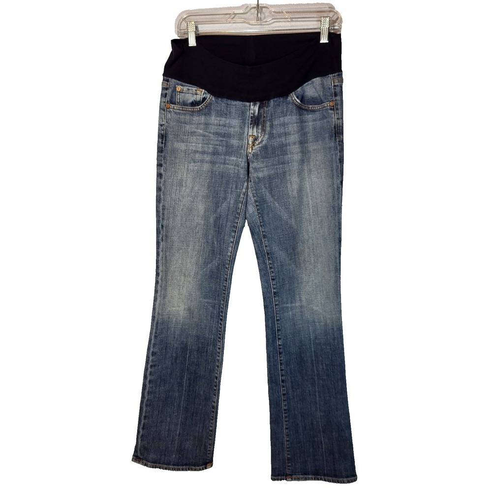 For All Mankind Maternity Bootcut Blue Jean Pockets Mid Wash USA Size Medium